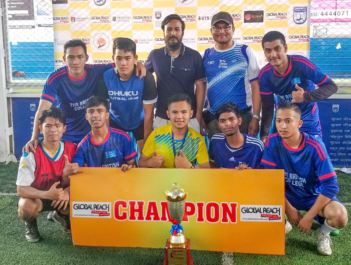 BMC Triumphs in the 4th Global Reach Inter A level School Futsal Tournament